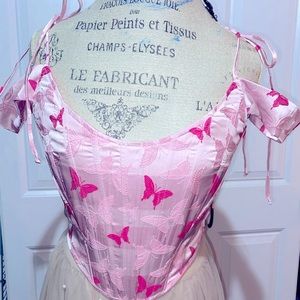 Sugar Thrillz off shoulder corset butterfly top.